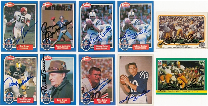 1981-1988 Assorted Brands Football Signed Cards Collection (111) Featuring Brown, Unitas (3) and Starr (2) (Beckett PreCert)